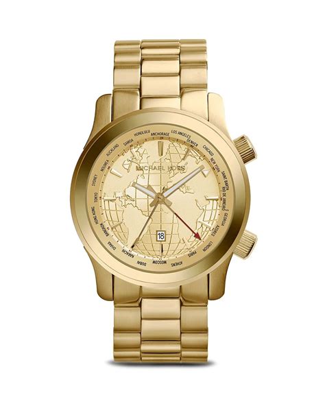 michael kors gold watch world map|Michael Kors World Map Runway Watch, 43.5mm Jewelry.